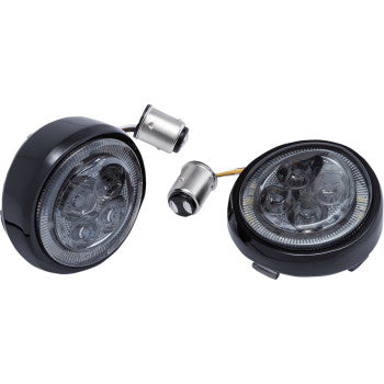 CIRO LED Lighted Fang® Front Signal Light Inserts Black - Smoke