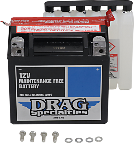 DRAG SPECIALTIES AGM Battery - YTX14LBSFT CTX14L-BS FT