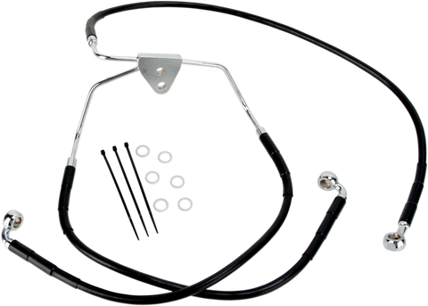 DRAG SPECIALTIES Brake Line - Front - Black - +4" 620085-4BLK