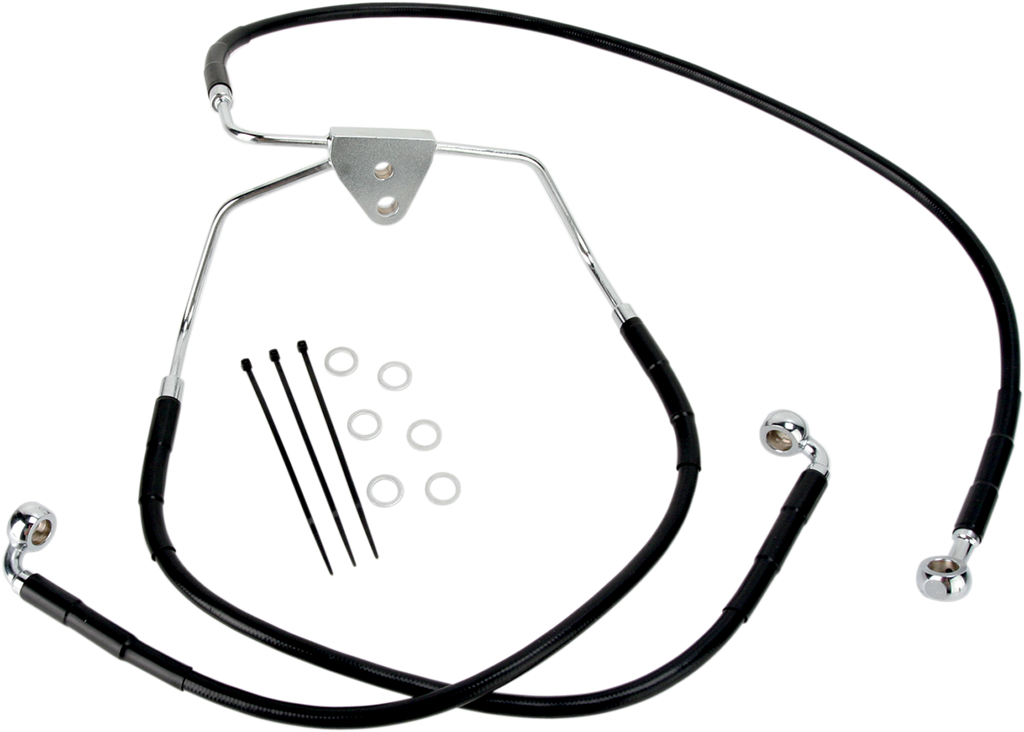 DRAG SPECIALTIES Brake Line - Front - Black - +6" 620085-6BLK