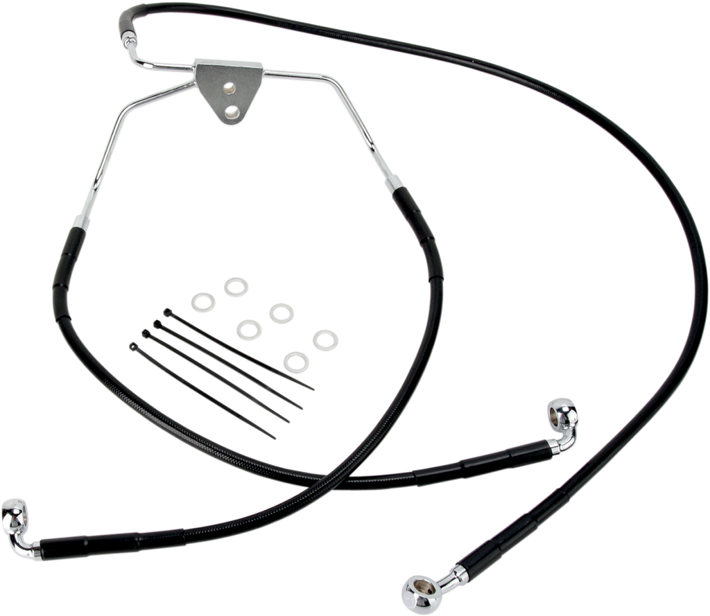 DRAG SPECIALTIES Brake Line - Front (Lower/Upper) - Black 660411-BLK