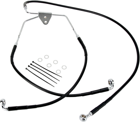 DRAG SPECIALTIES Brake Line - Front - Black - +2" - FLH '96-'07 660411-2BLK