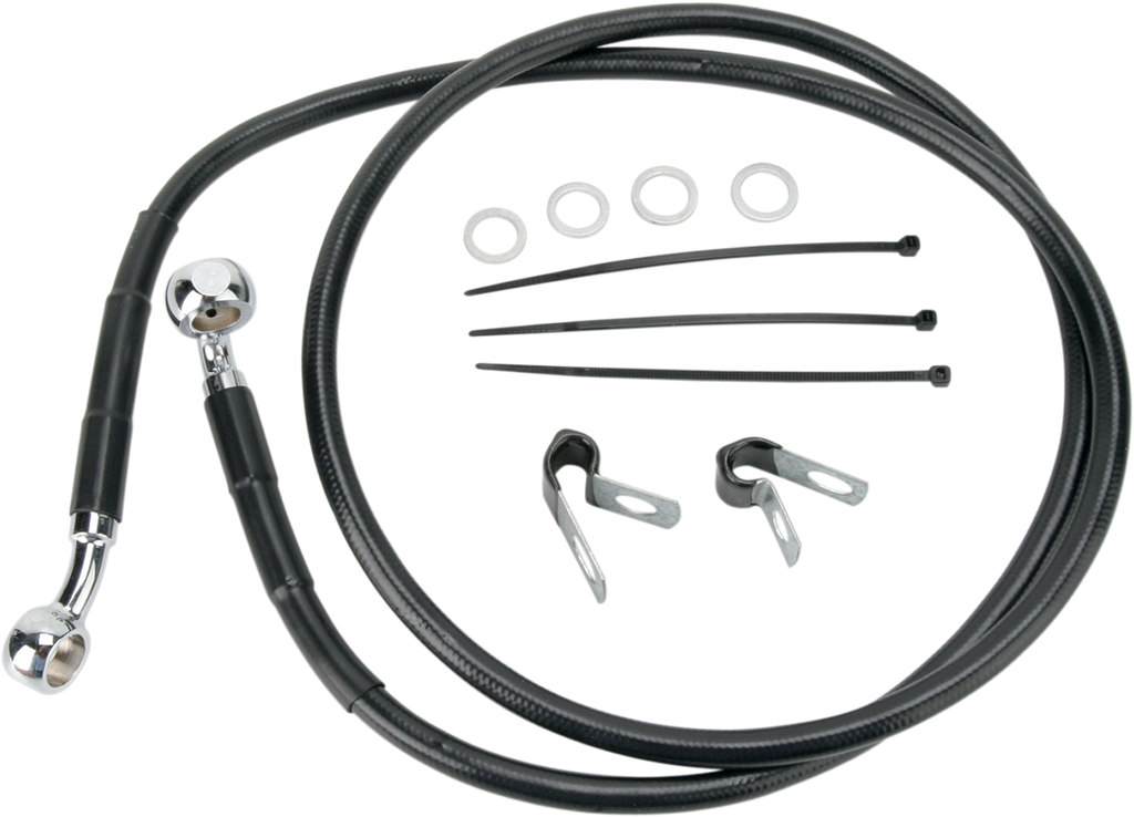 DRAG SPECIALTIES Brake Line - Front - Black - +8" - '99-'07 FXST 640210-8BLK