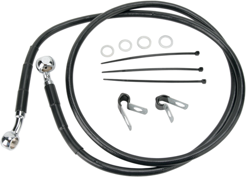 DRAG SPECIALTIES Brake Line - Front - Black - +8" - '99-'07 FXST 640210-8BLK