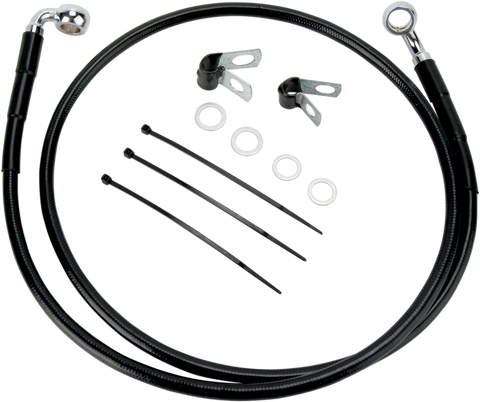 DRAG SPECIALTIES Brake Line - Front - Black - +2" -  FXDL '01-'05 640110-2BLK