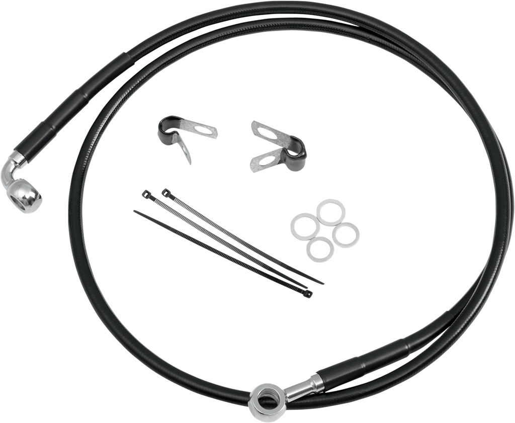 DRAG SPECIALTIES Brake Line - Front (Upper) - Black 640115-BLK