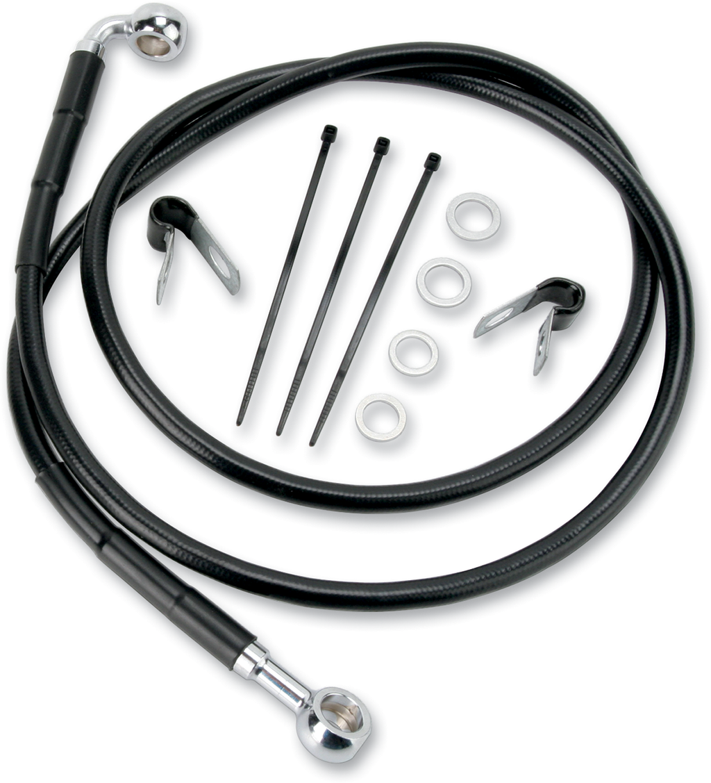 DRAG SPECIALTIES Brake Line - Front - Black - +6" 640115-6BLK