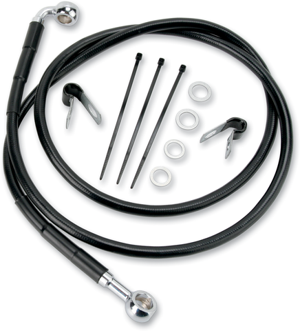 DRAG SPECIALTIES Brake Line - Front - Black - +6" 640115-6BLK