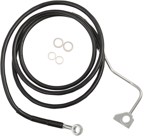 DRAG SPECIALTIES Brake Line - Front - Black - +4" with ABS 614220-4BLK