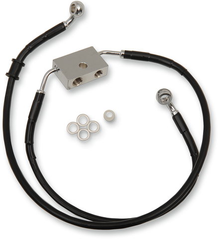 DRAG SPECIALTIES Brake Line - Front - +8" - Black - XL 614751-8BLK