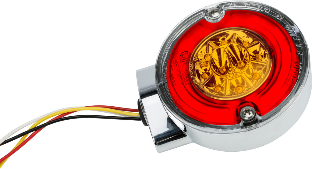 Turn/Stop Combo Led Amber/Red Chrome W/Clear Lens