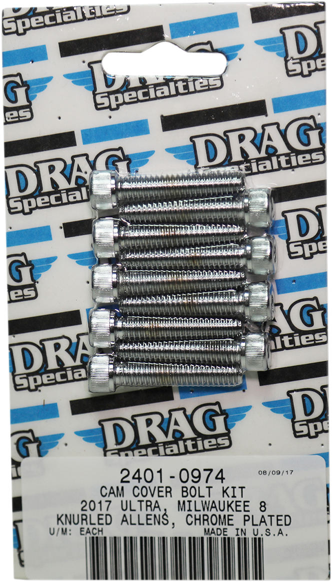 DRAG SPECIALTIES Bolt Kit - Camshaft Cover - Chrome - Knurled - M8 MK779