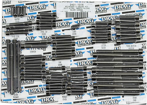 DRAG SPECIALTIES Bolt Kit - Engine - Black/Chrome - Smooth - M8 MK775SBK