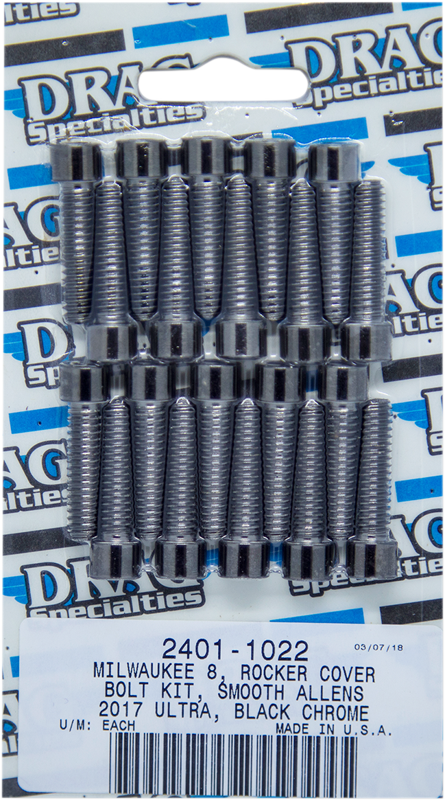DRAG SPECIALTIES Bolt Kit - Rocker - Black/Chrome - Smooth - M8 MK777SBK