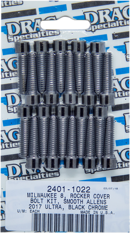 DRAG SPECIALTIES Bolt Kit - Rocker - Black/Chrome - Smooth - M8 MK777SBK