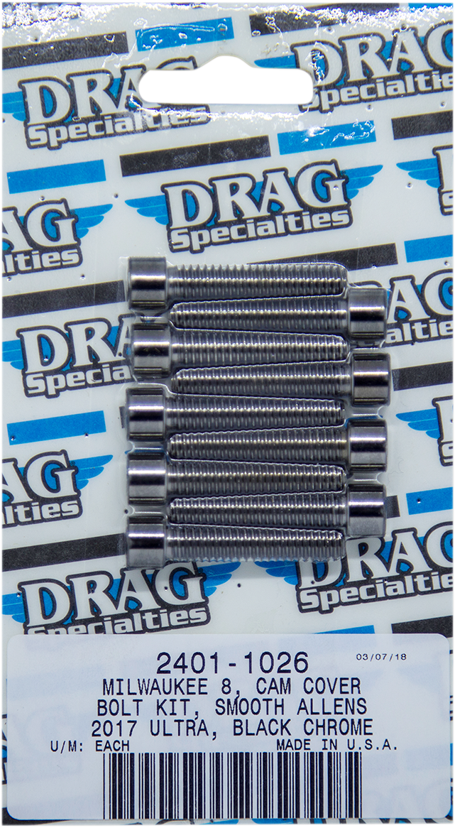 DRAG SPECIALTIES Bolt Kit - Camshaft Cover - Black/Chrome - Smooth - M8 MK779SBK