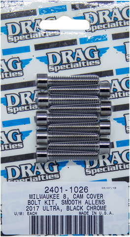 DRAG SPECIALTIES Bolt Kit - Camshaft Cover - Black/Chrome - Smooth - M8 MK779SBK