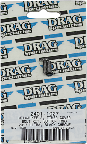 DRAG SPECIALTIES Bolt Kit - Timer Cover - Black/Chrome - Knurled - M8 MK780BK