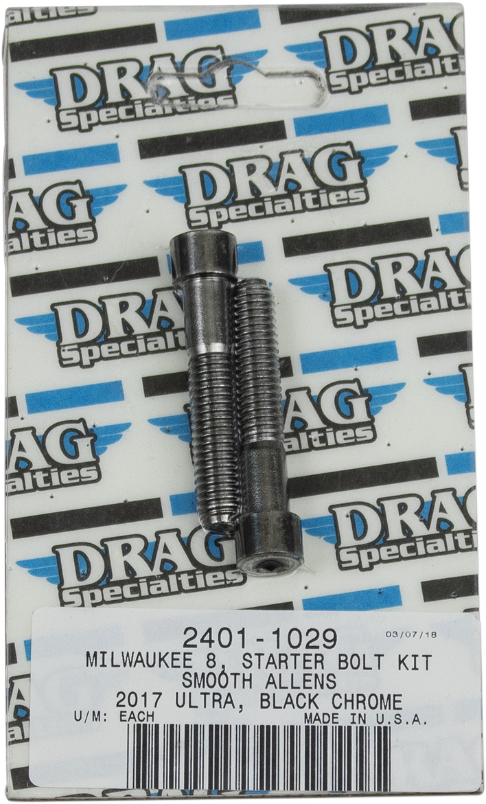 DRAG SPECIALTIES Bolt Kit - Starter - Black/Chrome - Smooth - M8 MK781SBK