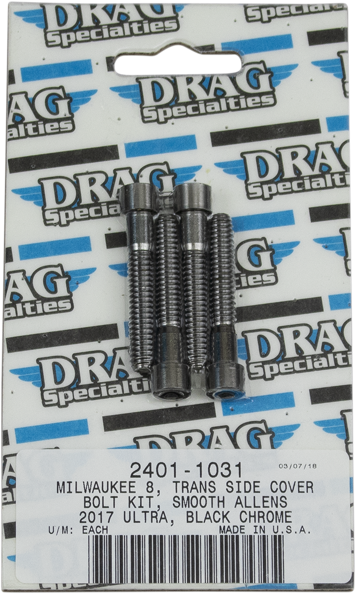 DRAG SPECIALTIES Bolt Kit - Transmission Cover - Black/Chrome - Smooth - M8 MK782SBK