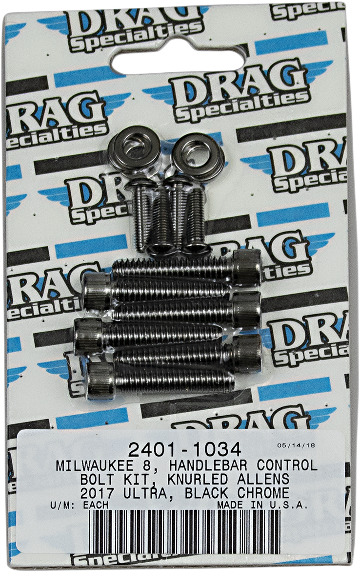 DRAG SPECIALTIES Bolt Kit - Handlebar - Black/Chrome - Knurled - M8 MK784BK