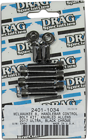 DRAG SPECIALTIES Bolt Kit - Handlebar - Black/Chrome - Knurled - M8 MK784BK