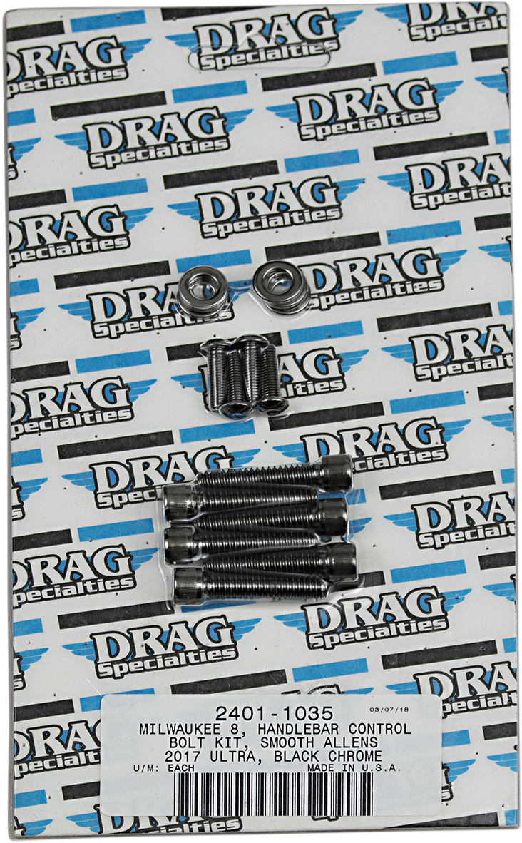 DRAG SPECIALTIES Bolt Kit - Handlebar - Black/Chrome - Smooth - M8 MK784SBK