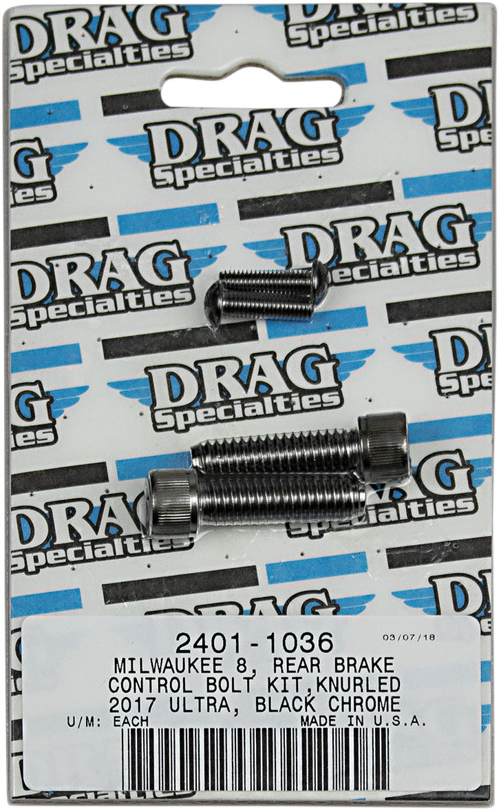 DRAG SPECIALTIES Bolt Kit - Brake - Rear - Black/Chrome - Knurled - M8 MK785BK