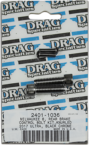 DRAG SPECIALTIES Bolt Kit - Brake - Rear - Black/Chrome - Knurled - M8 MK785BK