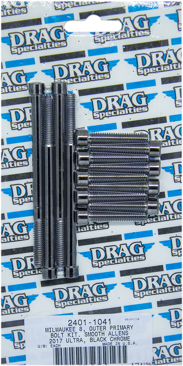 DRAG SPECIALTIES Bolt Kit - Outer Primary - Black/Chrome - Smooth - M8 MK787SBK