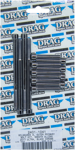 DRAG SPECIALTIES Bolt Kit - Outer Primary - Black/Chrome - Smooth - M8 MK787SBK