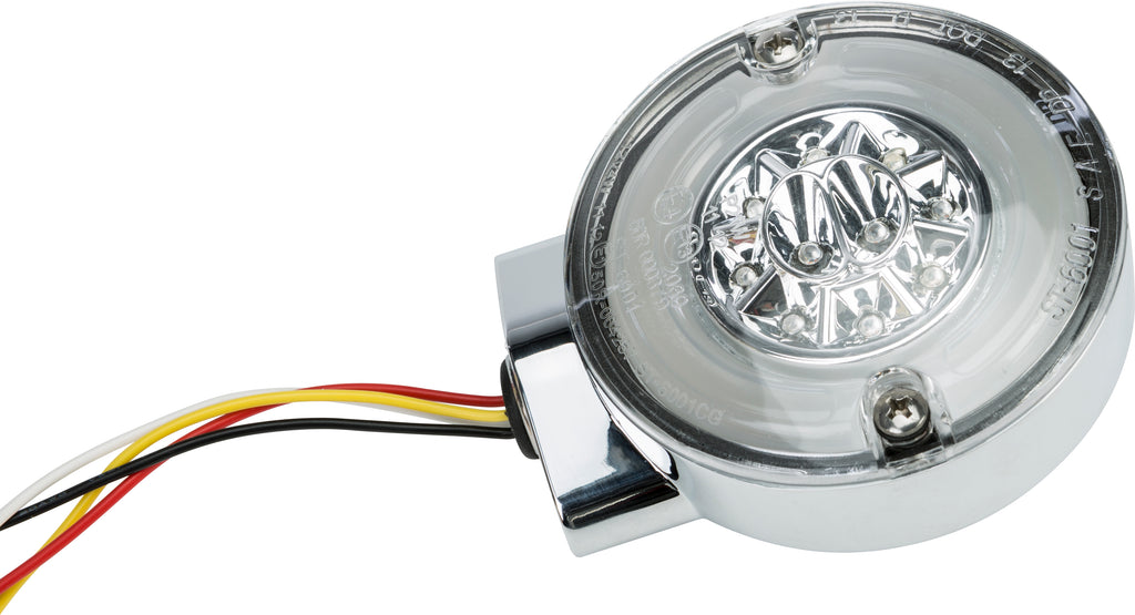 Turn/Stop Combo Led Amber/Red Chrome W/Clear Lens