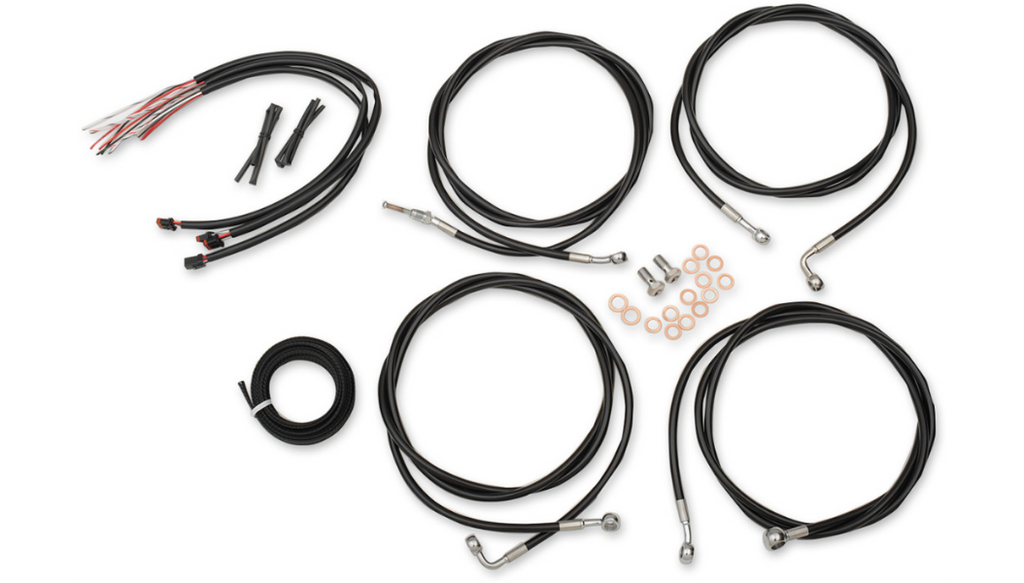 1 Cam Black 18"-20"  Ape Hanger Cable/Brake/Wiring Kit for Models with ABS for 2017 -2020
