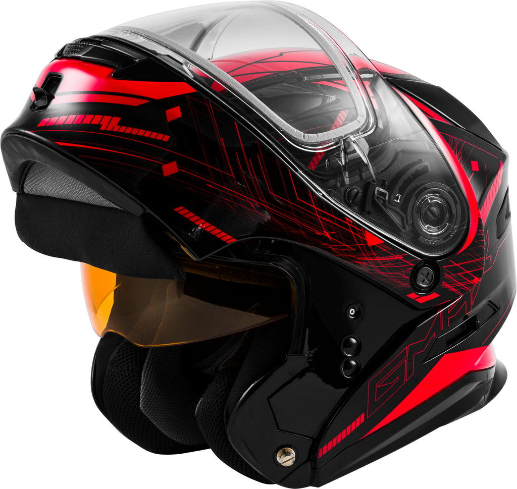 Md 01s Modular Wired Snow Helmet Black/Red Xs