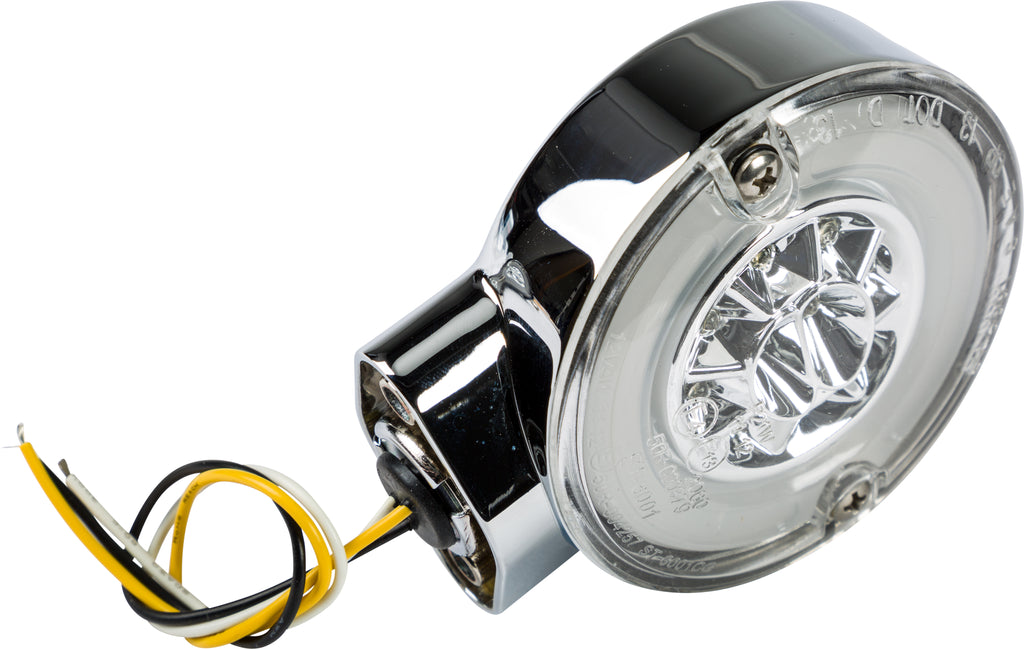 Dual Function Front Turn Signal Chrome W/Clear Lens